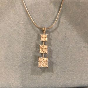 QVC Epiphany cubic zirconia 3 stone necklace